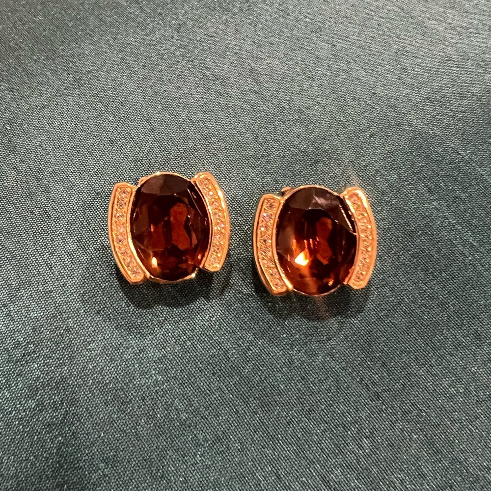 Christian Dior Gold -Amber Crystal-  Clip on Earrings - Picture 11 of 11